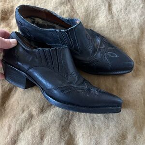 Black Leather Cowboy booties